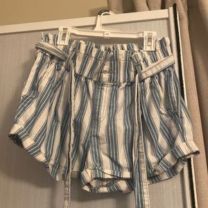 Blue and white striped shorts